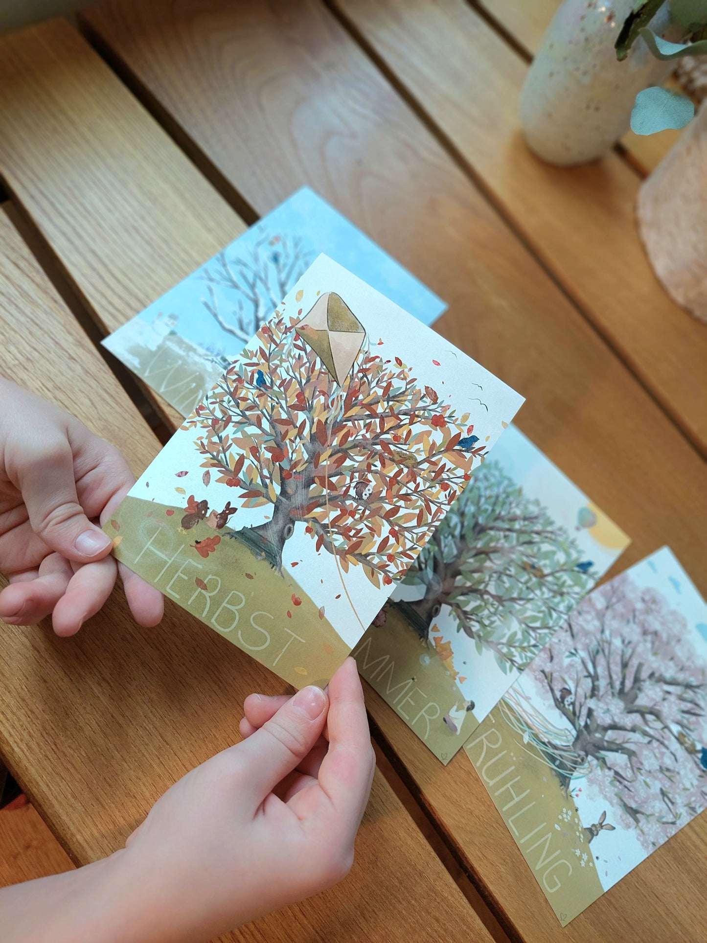 Vier Jahreszeiten Lernkarten Set nach Montessori | Postkarten Set A6
