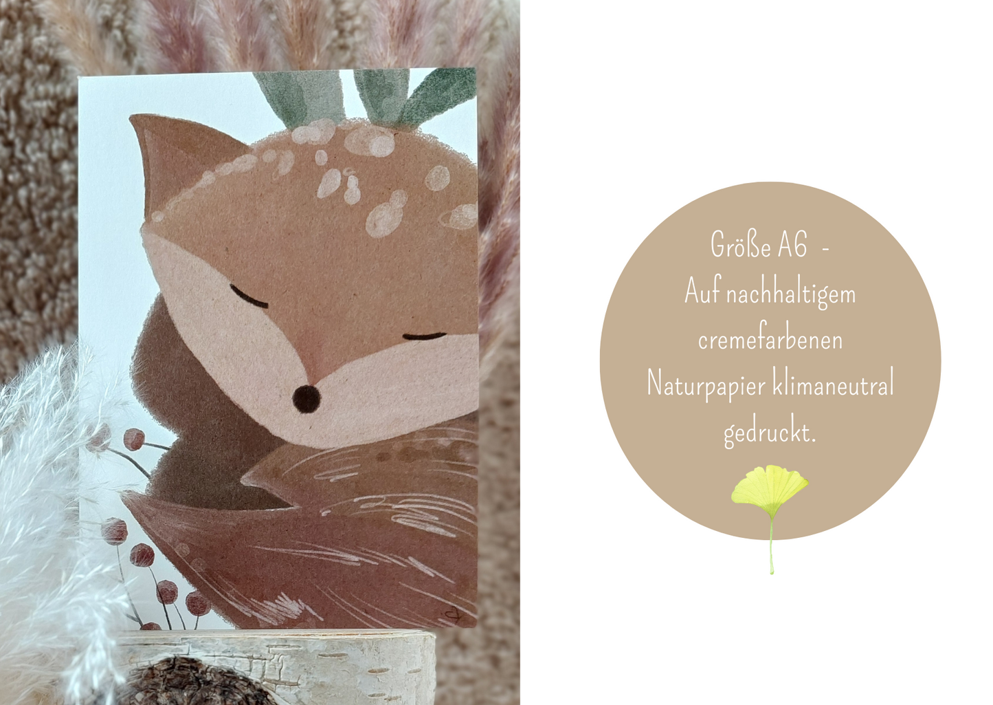 Von Hand gezeichnete Illustration im praktischen A6 Format. Auf nachhaltiges cremefarbenes Naturpapier klimaneutral gedruckt.