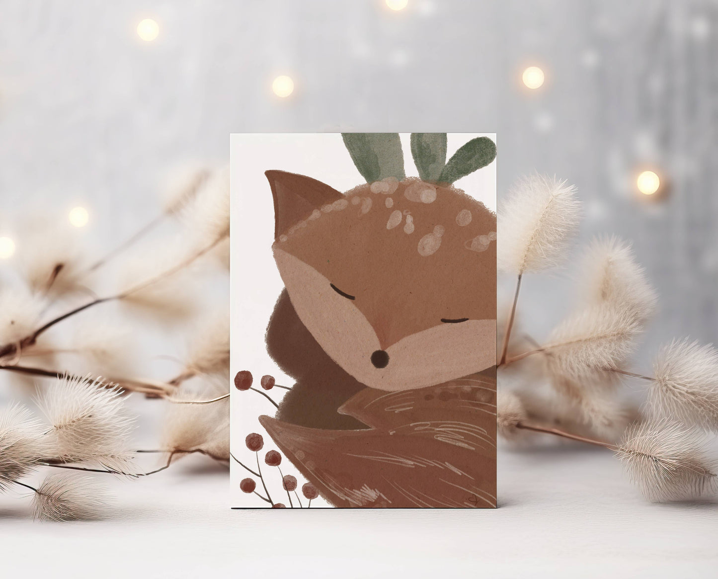 Postkarte schlafender Fuchs A6