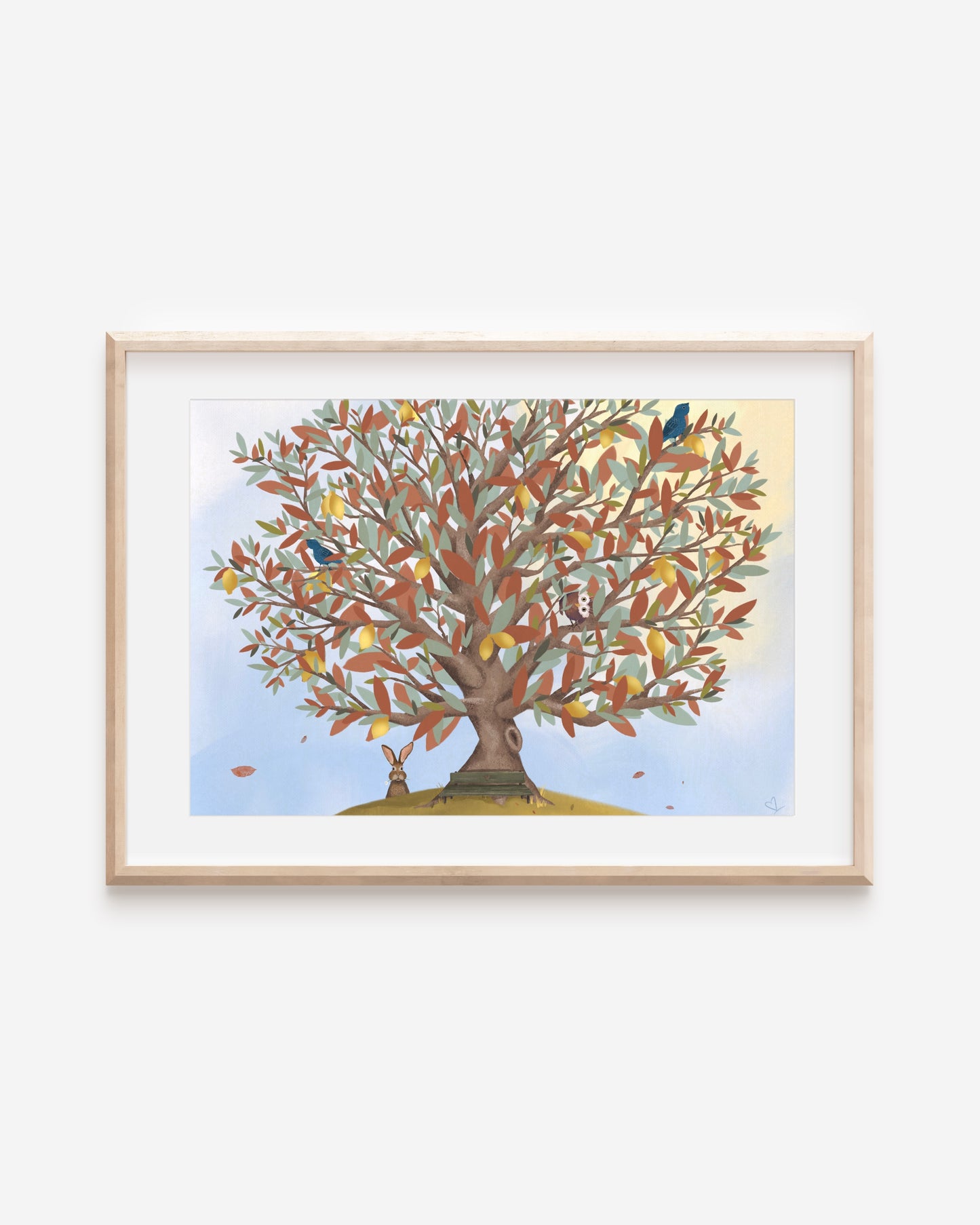 Handgezeichnete Illustration Zitronenbaum. Wanddeko für das Kinderzimmer, Babyzimmer, jeden beliebigen Raum.