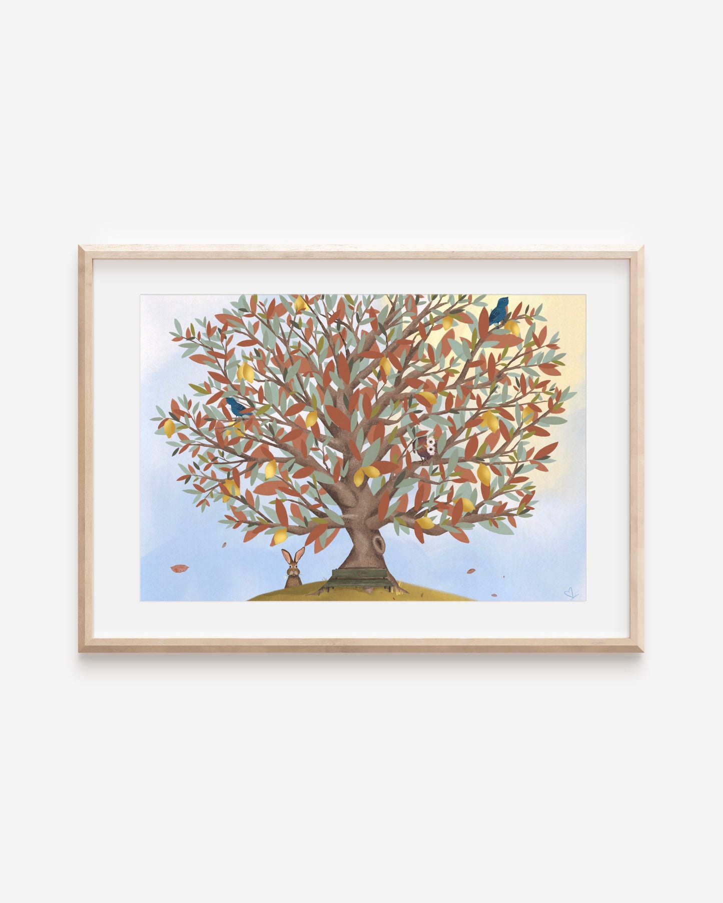 Handgezeichnete Illustration Zitronenbaum. Wanddeko für das Kinderzimmer, Babyzimmer, jeden beliebigen Raum.
