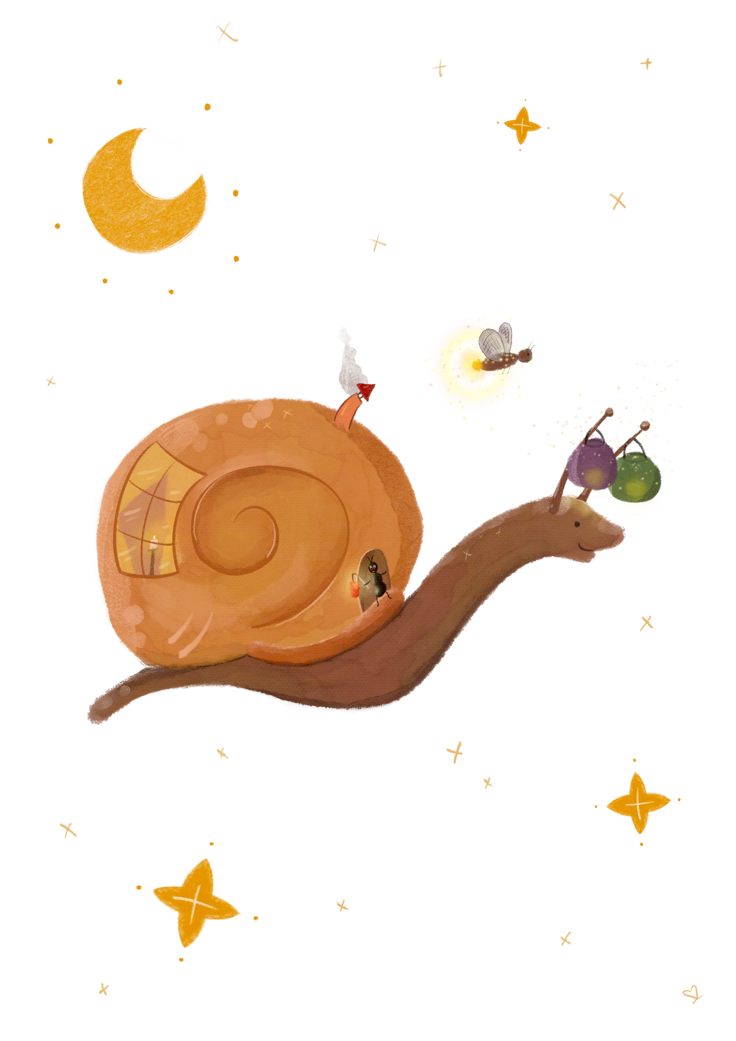 Von Hand gemalte Illustration für Kinder. Kreide, Aquarellzeichnung.