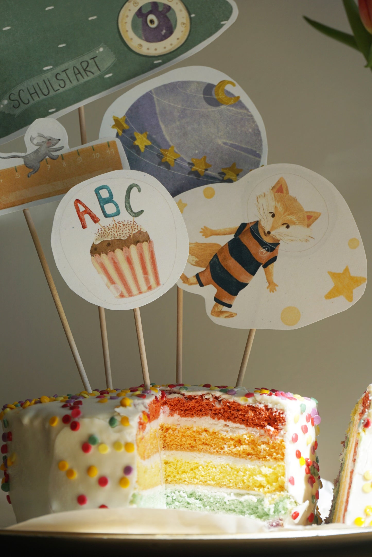 Caketopper Einschulung Weltall A4 DIY