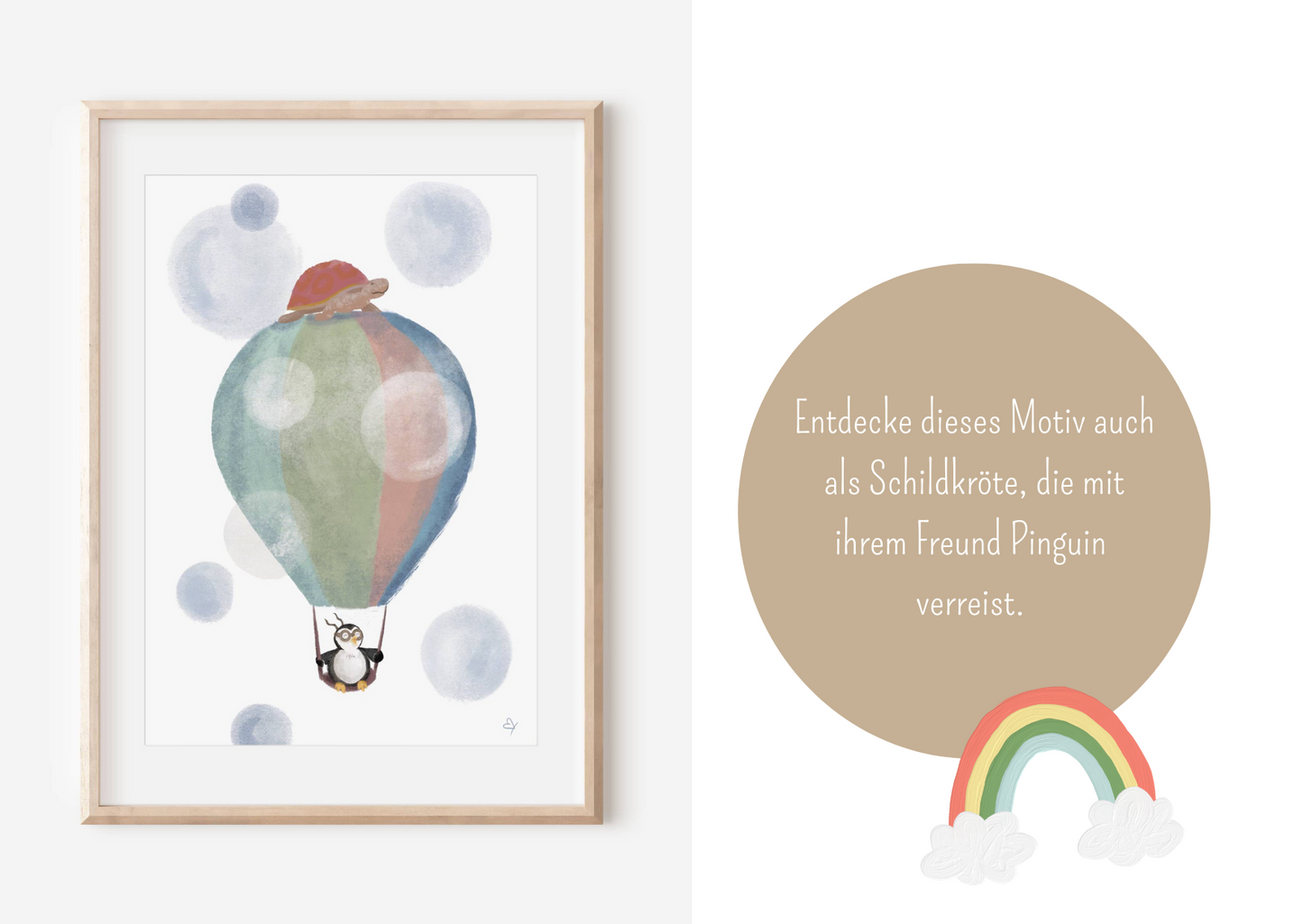 Poster in einer anderen Vaiante vorhanden. Entdecke dieses Motiv auch als Schildkröte, die mit ihrem lustigen Freund Pinguin eine Reise macht.