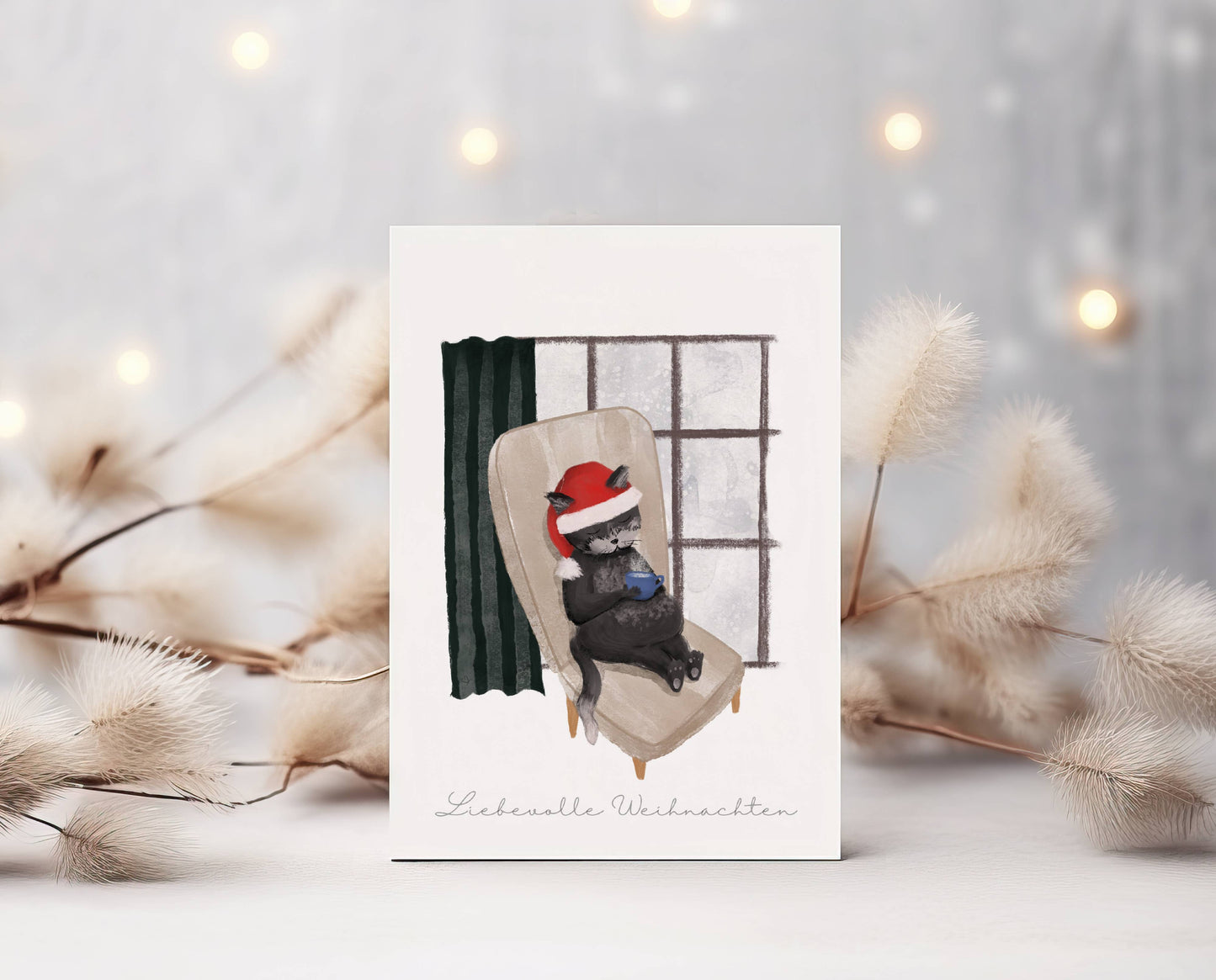 Weihnachtskarte Schlafende Katze A6