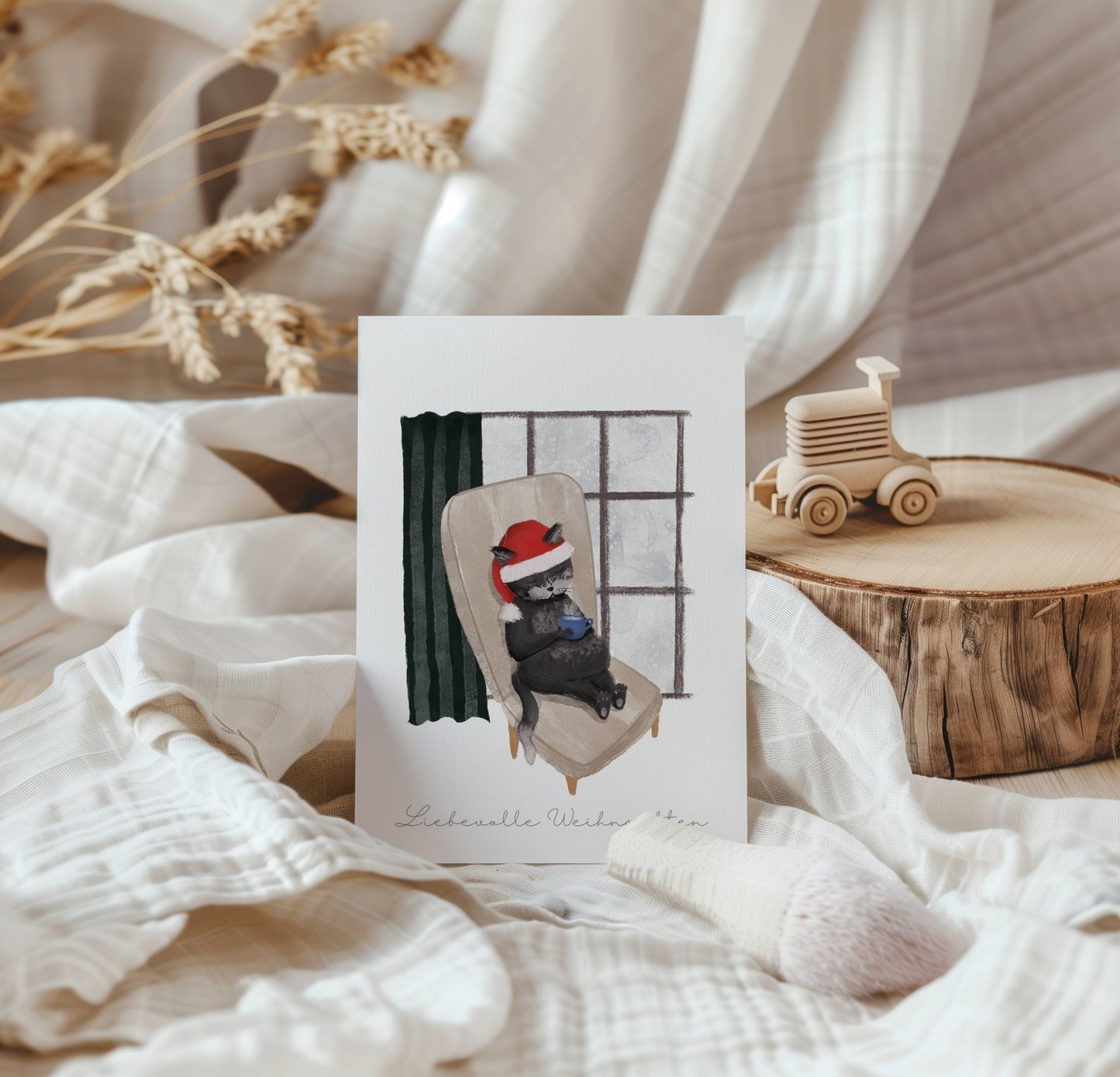 Weihnachtskarte Schlafende Katze A6