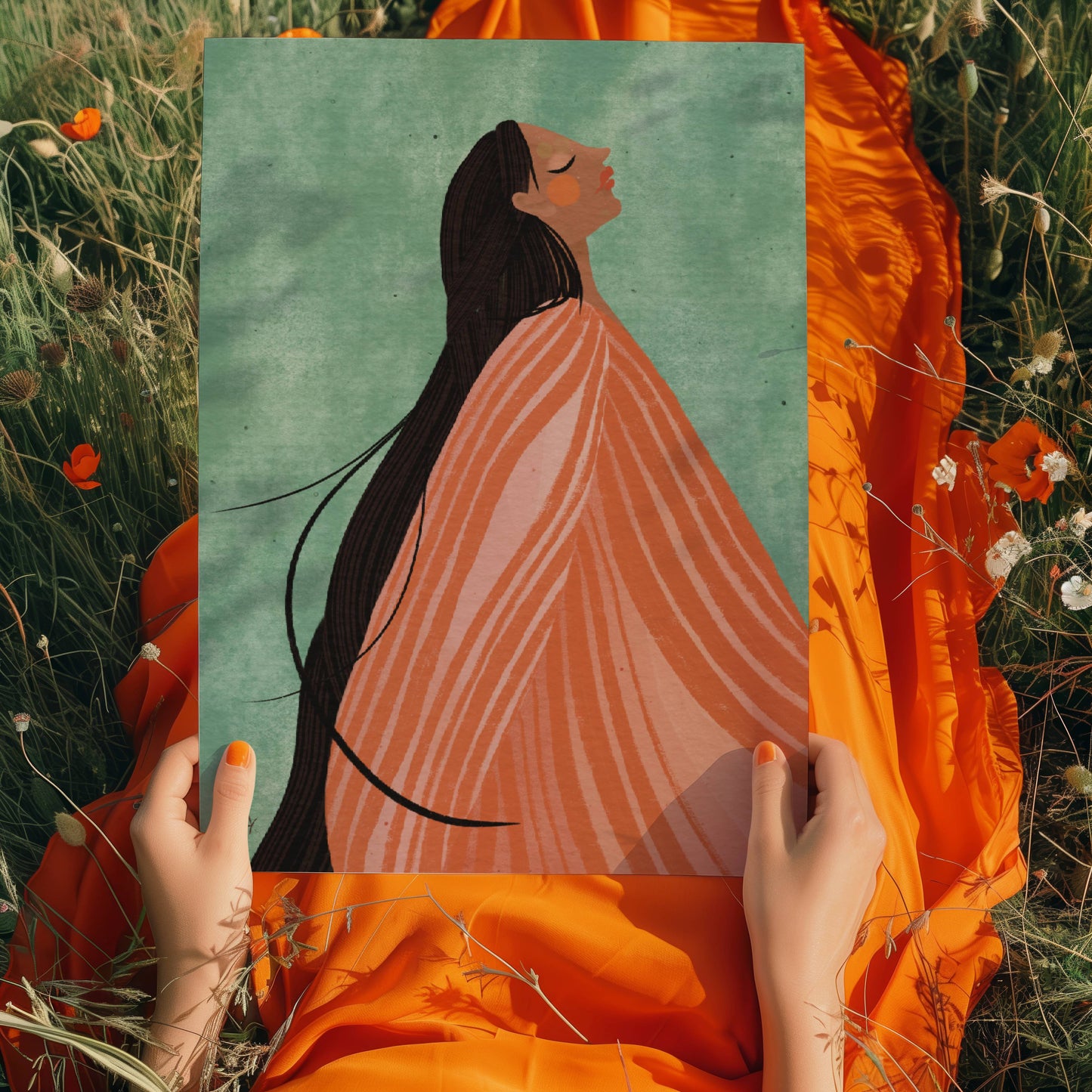 Poster Nora - Frau mit Kleid A4 & A3
